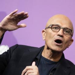 Kin Cheung/AP/TT: Det är oklart om hackarna fick tillgång till Microsofts vd Satya Nadellas e-postkonto. Arkivbild.
