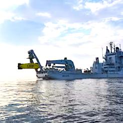 Sveriges Försvarsmakts multifunktionella fartyg HMS Belos. Foto: Svenska Försvarsmakten