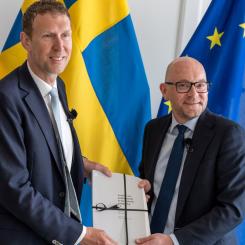 Jacob Stedman VD Blykalla med Johan Britz Sveriges Arbetsmarknadsminister.