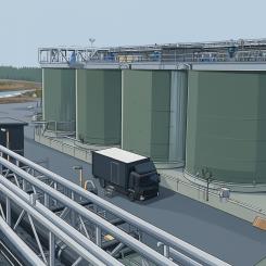 Illustration av Brahestads produktionsanläggning inför guldgruvans planerade öppning. AI-genererad bild. Ej ett fotografi.
Upphovsrätt © Conventus–
