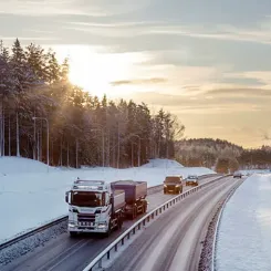 E20 i vinterlandskap. Illustrationsbild: Trafikverket