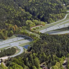 Illustrerad bild av ekodukt vid Trafikplats Masmo. Bild: Trafikverket