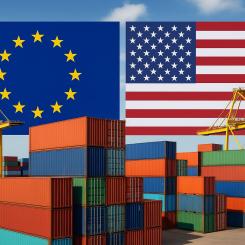 Trump har redan utropat sin tullstrategi som en framgång, eftersom EU enligt honom har slutat "sakta ner" processen och tvingats agera. Men vad som nu diskuteras är ett smalt och symboliskt avtal, långt ifrån TTIP:s vision om djupgående regleringsharmonisering mellan de två marknaderna. Bild: Genererad av Open AI