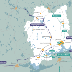 Kartan visar hur satsningarna hänger ihop. Karta: Region Västmanland