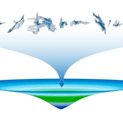 Forskare har kombinerat information om enskilda sjöars yta och djup för att visa hur de tillsammans interagerar med jordens klimatsystem. Illustration: Cristian Gudasz