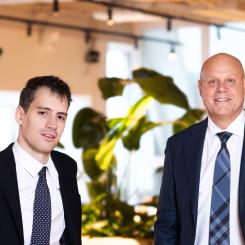 Peter Michelson, vd för EcoDataCenter och Arthur Mensch, vd och medgrundare av Mistral AI. Foto: EcoDataCenter