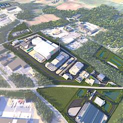 Illustration av ett kraftverk baserat på Newcleos blykylda snabbreaktor. Bild: Newcleo.