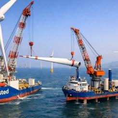 Ørsted slutför installationen av offshorevindkraft. Foto: Ørsted