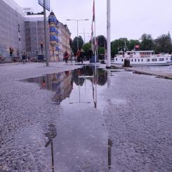 Översvämning vid Nybroviken, Stockholm. Foto: Bruce Barrow/Unsplash