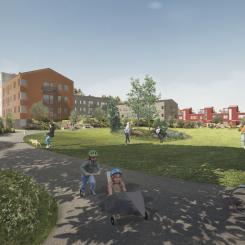 Hagby äng och kulle. Illustration Österåkers kommun i samarbete med berörda exploatörer Koncept arkitekt