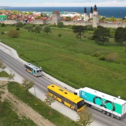 Flygbuss på induktiv väg. Bild: Smartroad Gotland.
