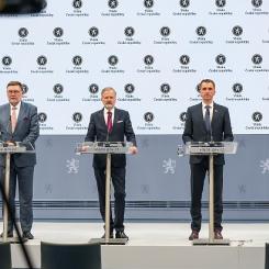 Från vänster: Stanjura, Fiala, Vlček och Beneš vid tillkännagivandet. Foto: Gov.cz