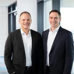 Werner Ponikwar, VD för Thyssenkrupp Nucera (left) and Stefan Hahn, CFO för samma företag. Thyssenkrupp Nucera tillverkar alkaliska vattenelektrolysörer – en teknik som är beprövad men som konkurrerar med andra lösningar som PEM och SOEC. Photo: Thyssenkrupp Nucera